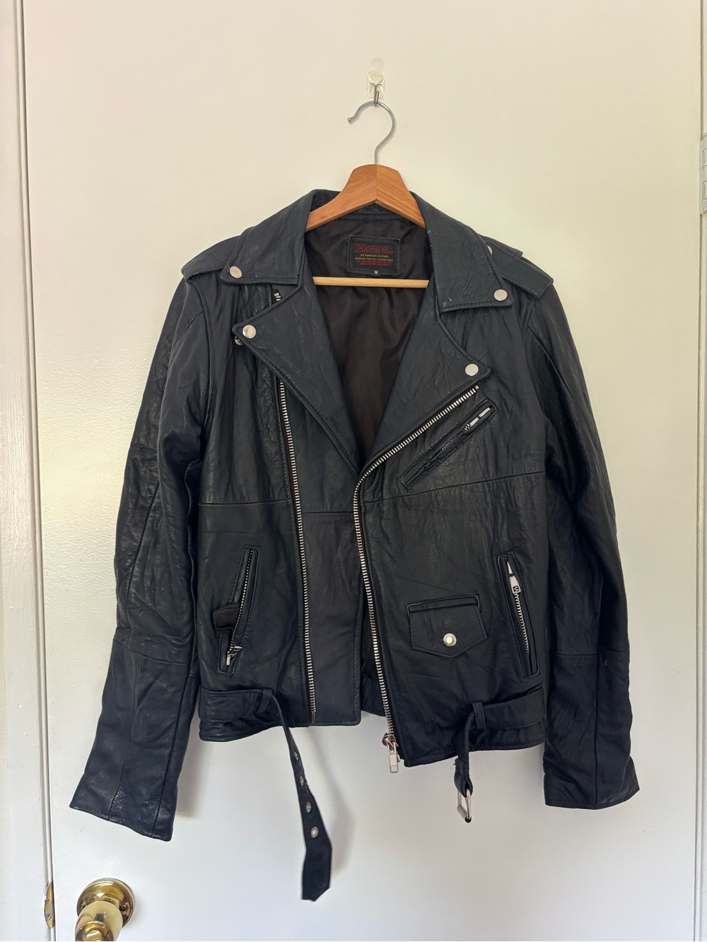 PeleCheCoco Classic Navy Leather Moto Jacket